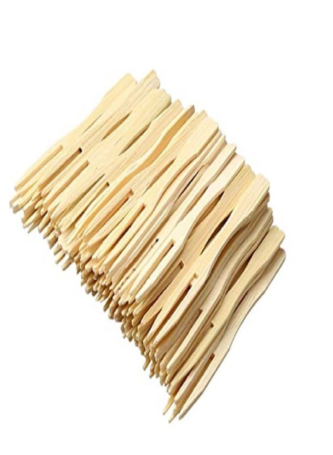 V4L Bamboo Appetizer Forks, 3.5" Disposable Bamboo Fork for Charcuterie, Mini Forks for Appetizers, Cocktail Forks for Weddings, Small Appetizer Picks Pack of 100 - Image 1